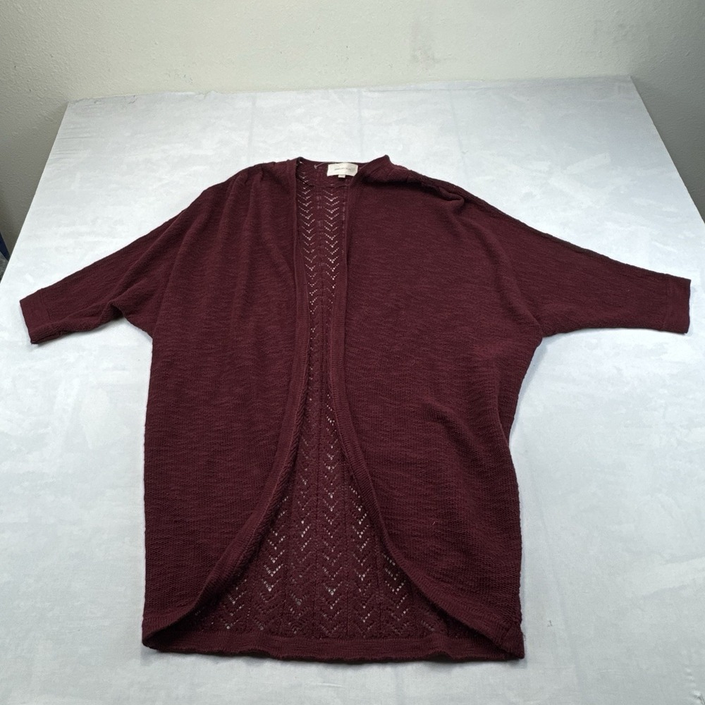 Skies Are Blue Women's M Burgundy Open Front Knit Cardigan Dolman Sleeve